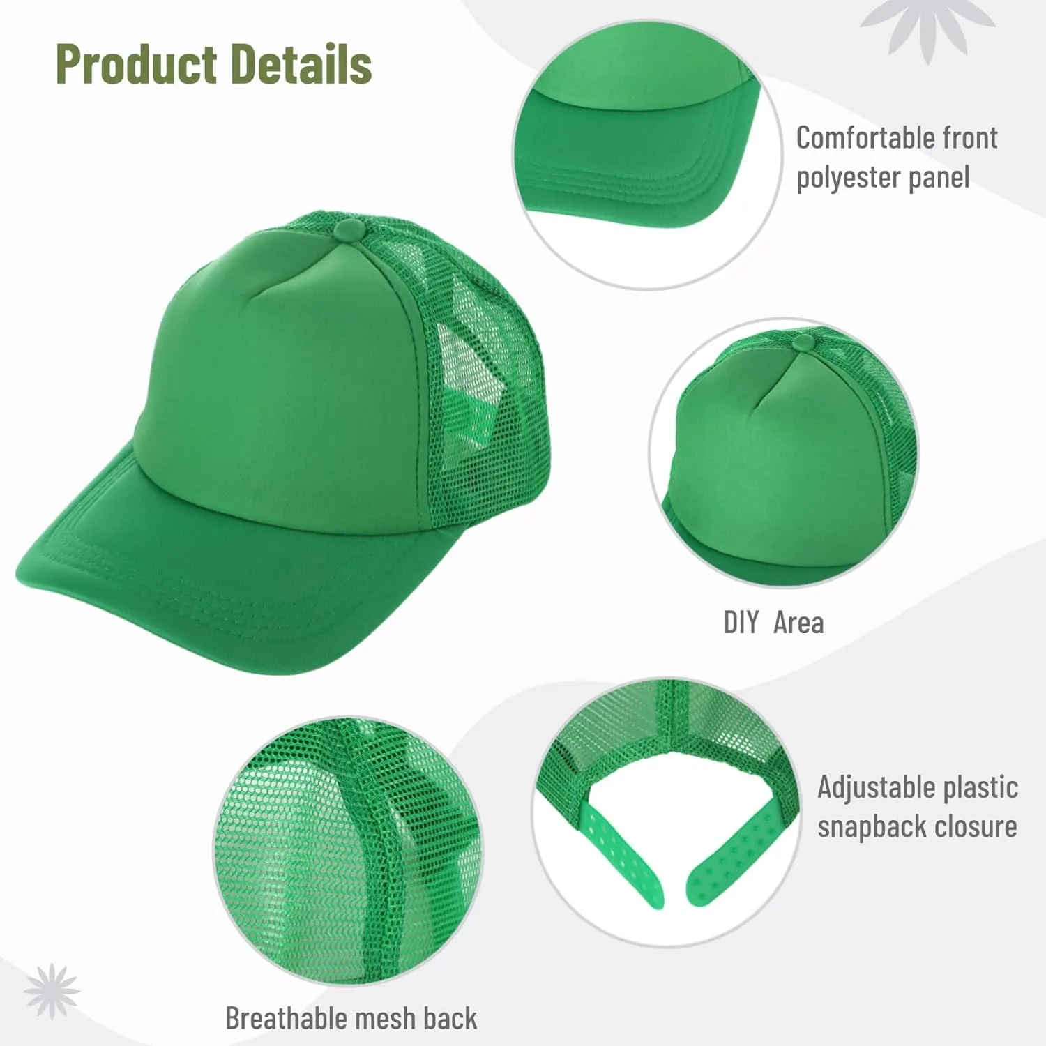 10 PCS Sublimation Blank Trucker Hats, Plain Baseball Caps with Adjustable Back Strap Unisex Mesh Caps for Men and Women DIY