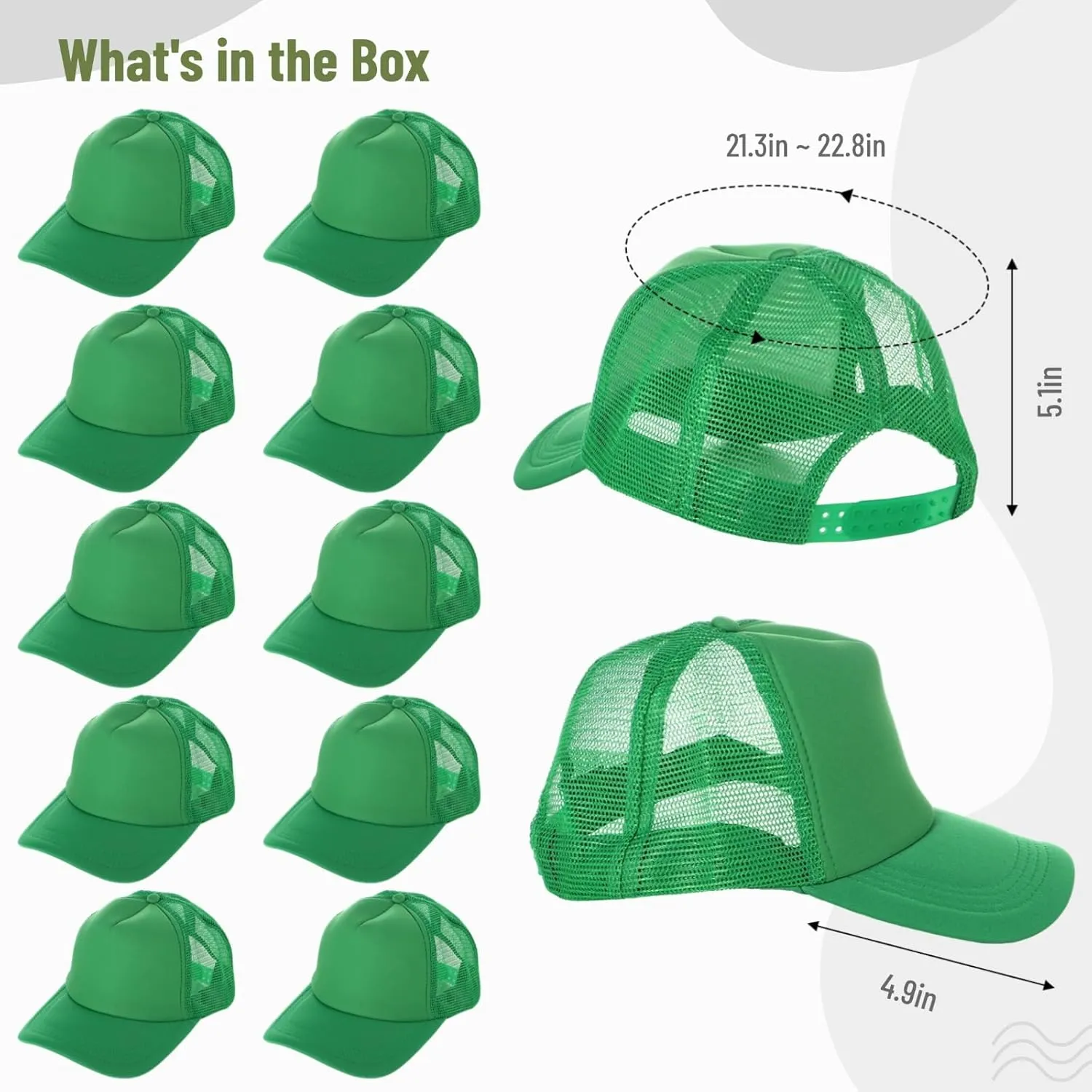 10 PCS Sublimation Blank Trucker Hats, Plain Baseball Caps with Adjustable Back Strap Unisex Mesh Caps for Men and Women DIY