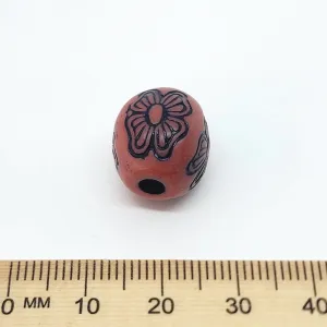 15x14mm Rounded Rectangle (10) - Brown w. Black - South Western Style Vintage Beads