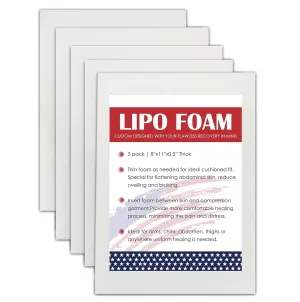 5 Pack Lipo Foam Pads for Post Surgery Ab Board Liposuction Surgery Flattening Abdominal Compression Garments Lipo Foam Sheets 8" x 11"