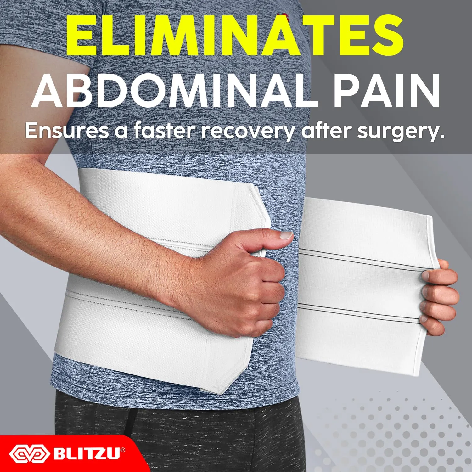 Abdominal Binder for Women & Men Post Surgery Recovery, 9 inch 3 Panel Waist Compression Band, Wrap Support for Bariatric, Belly, Stomach, Postpartum, Hernia, Latex-free, Breathable Fabric. Black L-XL
