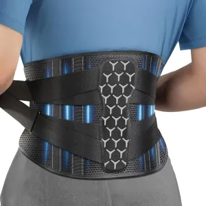 Back Braces for Lower Back Pain, Lumbar Support for Men & Women, Breathable Soft Mesh Fabric and 7 Stays All-round Support, Back Support With Lumbar Support Pad for Home & Lifting at Work, Gray Size L (Waist: 39.4"-45.3")