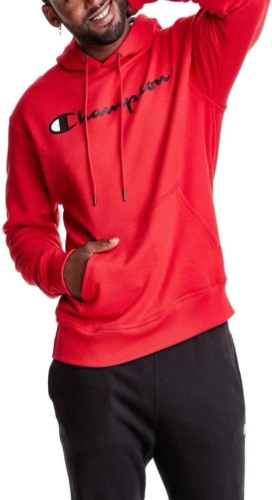Champion Men's Powerblend Fleece Hoodie, Hooded Sweatshirt For Men, Script (Reg. or Big & Tall)