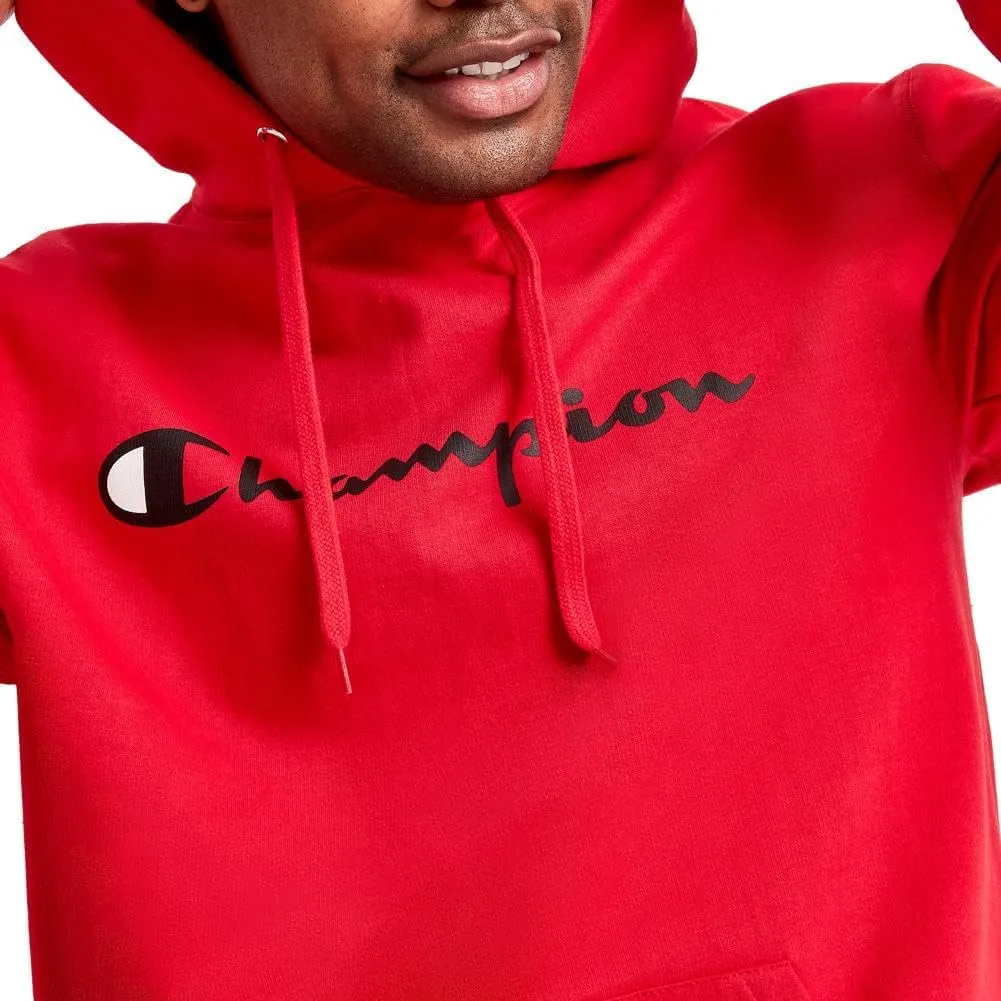 Champion Men's Powerblend Fleece Hoodie, Hooded Sweatshirt For Men, Script (Reg. or Big & Tall)