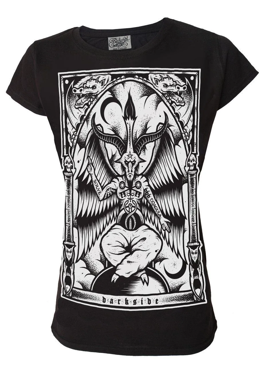 Darkside -  BAPHOMET - Women's Capsleeve Occult Gothic T-Shirt - Black
