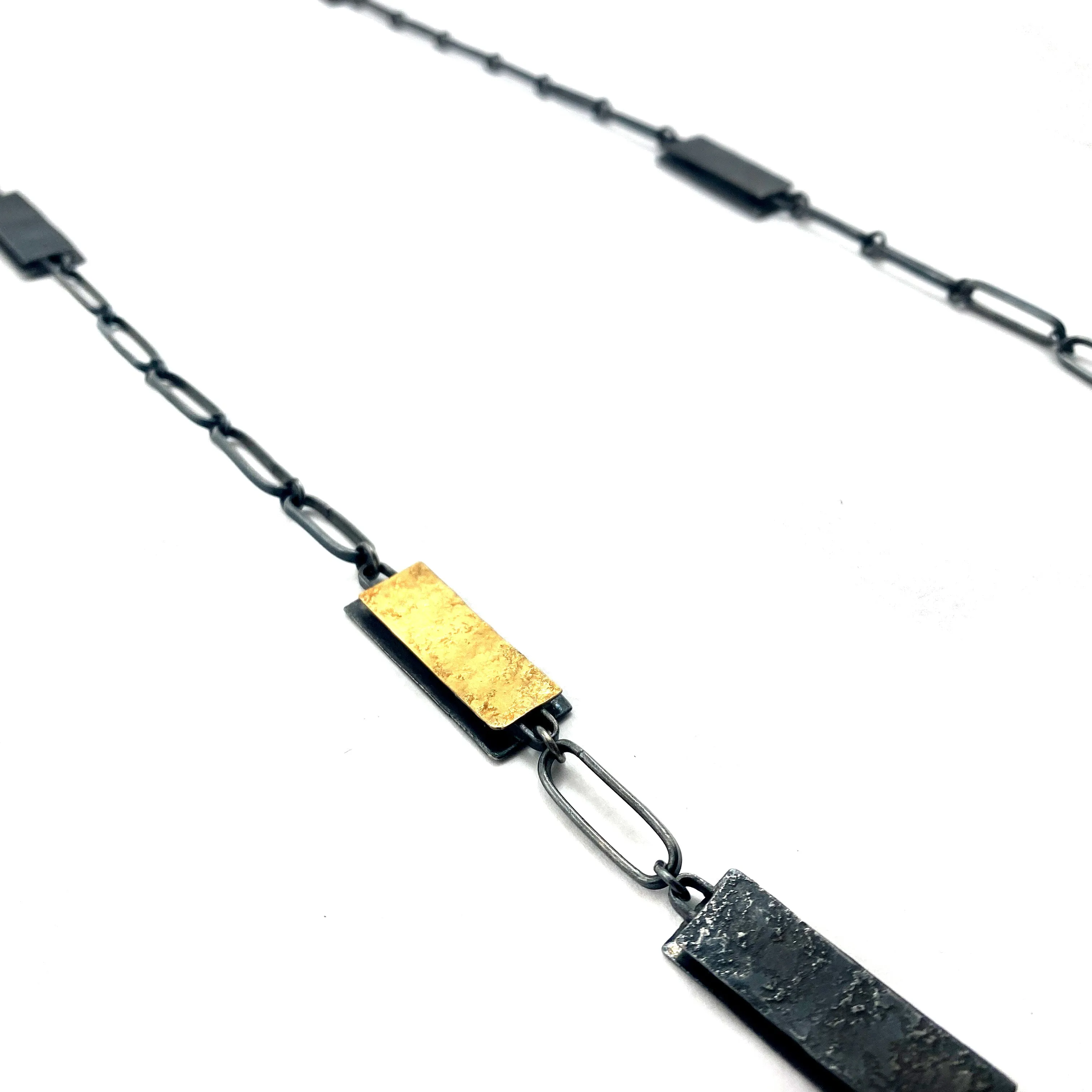 Gold and Oxidized Silver Link Necklace