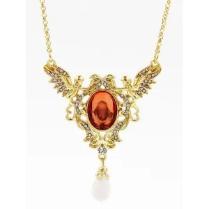 Golden Cut Out Crystal Stone Teardrop Necklace