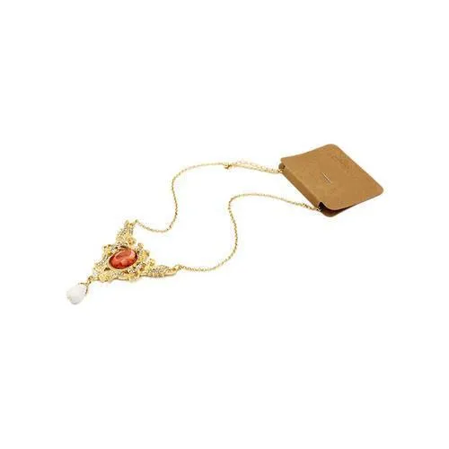Golden Cut Out Crystal Stone Teardrop Necklace