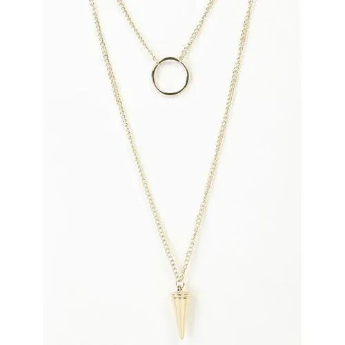 Golden Multirow Bar And Cone Pendant Necklace