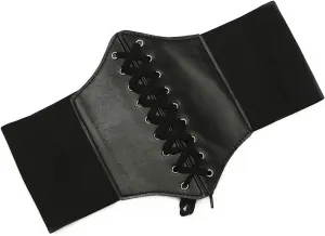 JinYu Womens Vintage Cinch Belt Lace-up Corset Elastic Waistband Waspie,Black 1 Pack