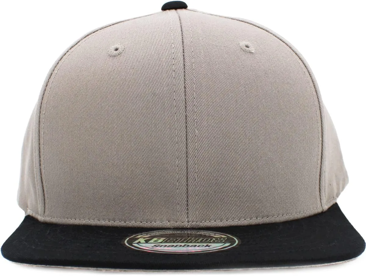 KBETHOS Classic Snapback Hat Blank Cap Underbrim Cotton Wool Blend Flat Visor Adjustable Unisex