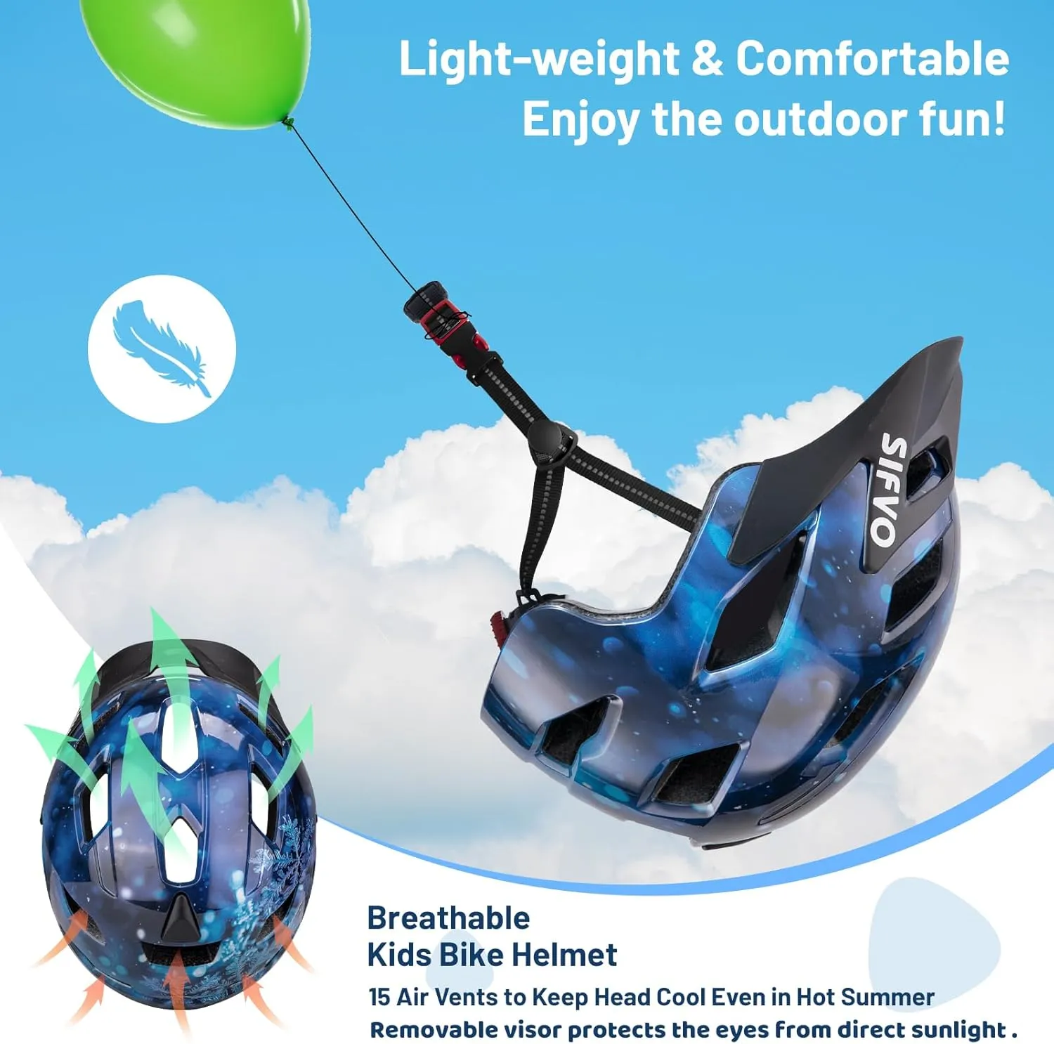 Kids Bike Helmet for Boys & Girls Ages 3-5-8-14,Lightweight Adjustable Bicycle Helmet with Visor & Reflective StrapCPSC Certified for Cycling, Skating, Scooters, from Toddler to Youth2 Sizes