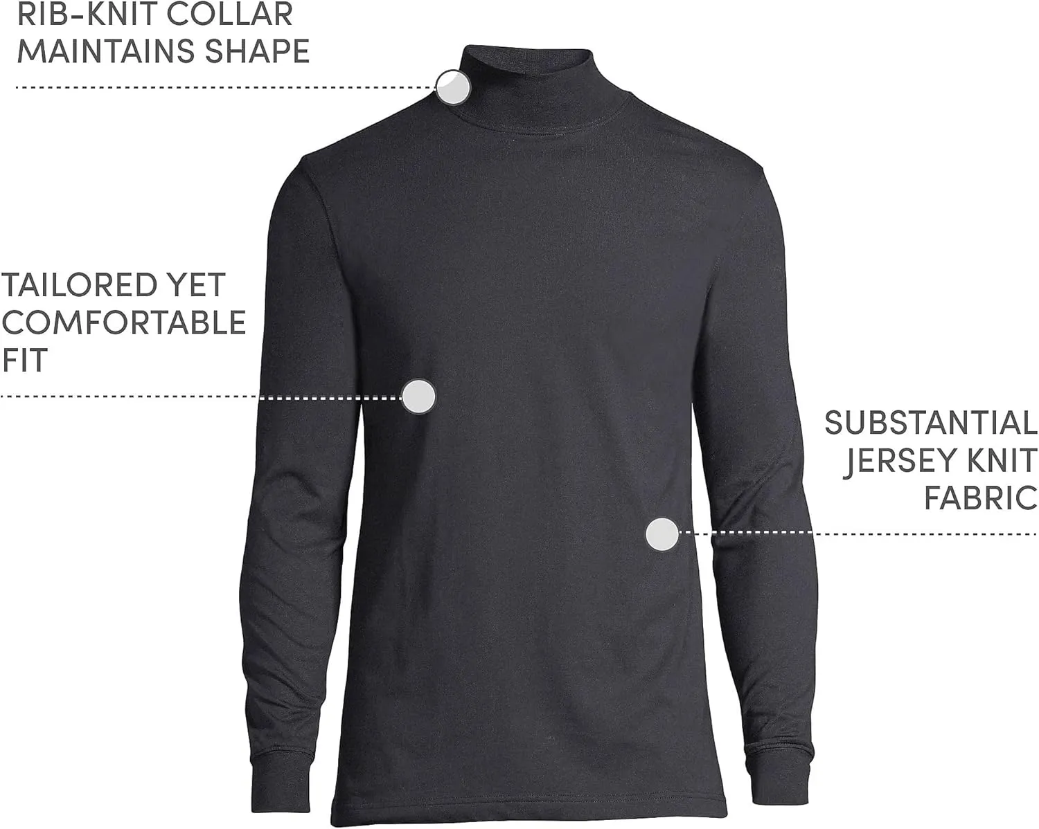 Lands' End Men's Super-T Cotton-Blend Mock Turtleneck Shirt