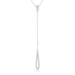 LOVCIA Stylish Chrisette Rhodium Lariat Necklace with 0.4ct CZ Stones