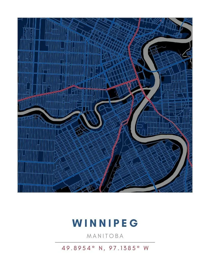 Map Wall Art - Winnipeg