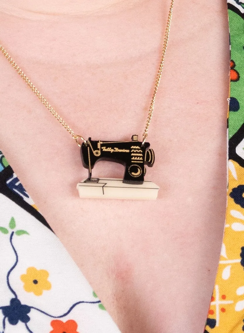 Mini Sewing Machine Necklace - Recycled