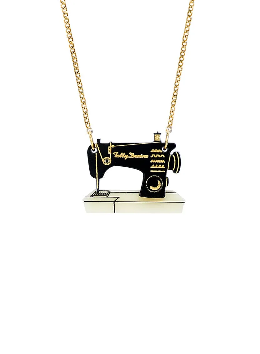 Mini Sewing Machine Necklace - Recycled