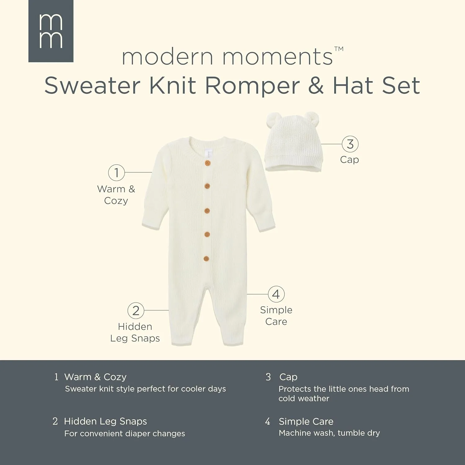 Modern Moments by Gerber Baby Sweater Knit Romper & Hat Set
