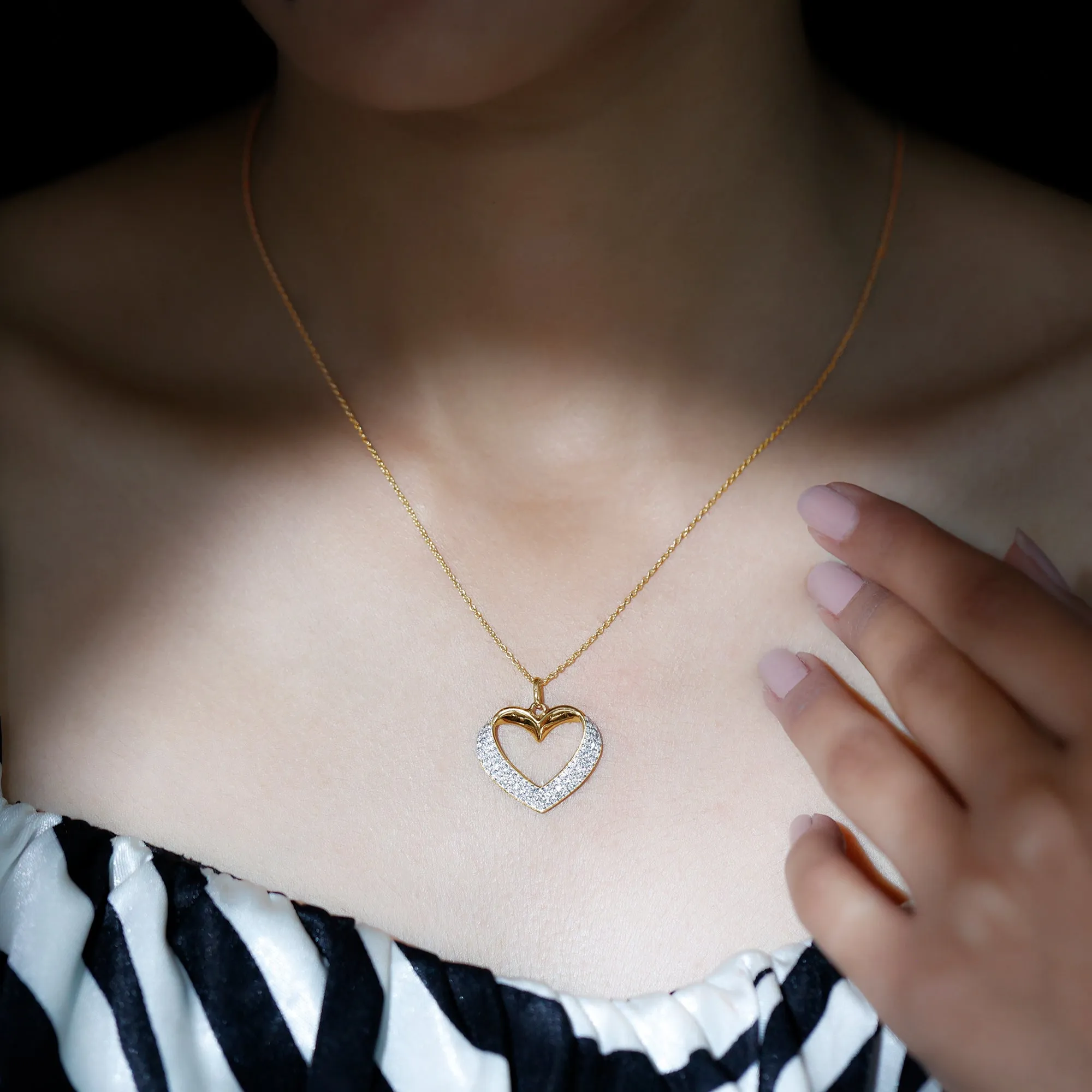 Moissanite Open Heart Bridal Pendant Necklace
