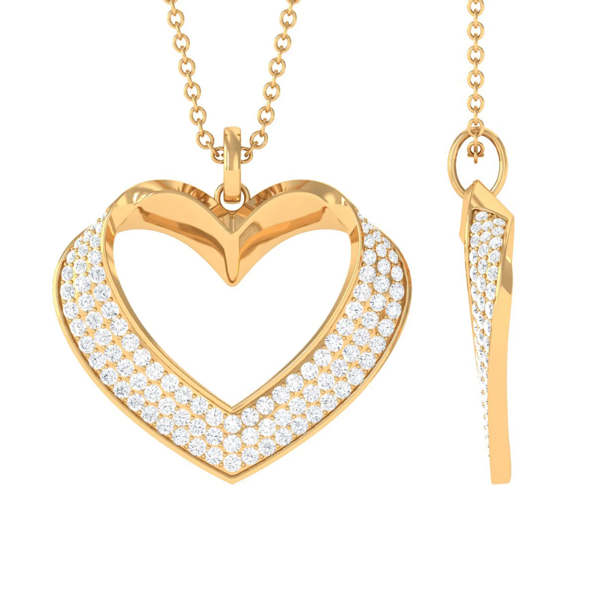 Moissanite Open Heart Bridal Pendant Necklace