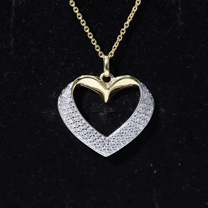 Moissanite Open Heart Bridal Pendant Necklace
