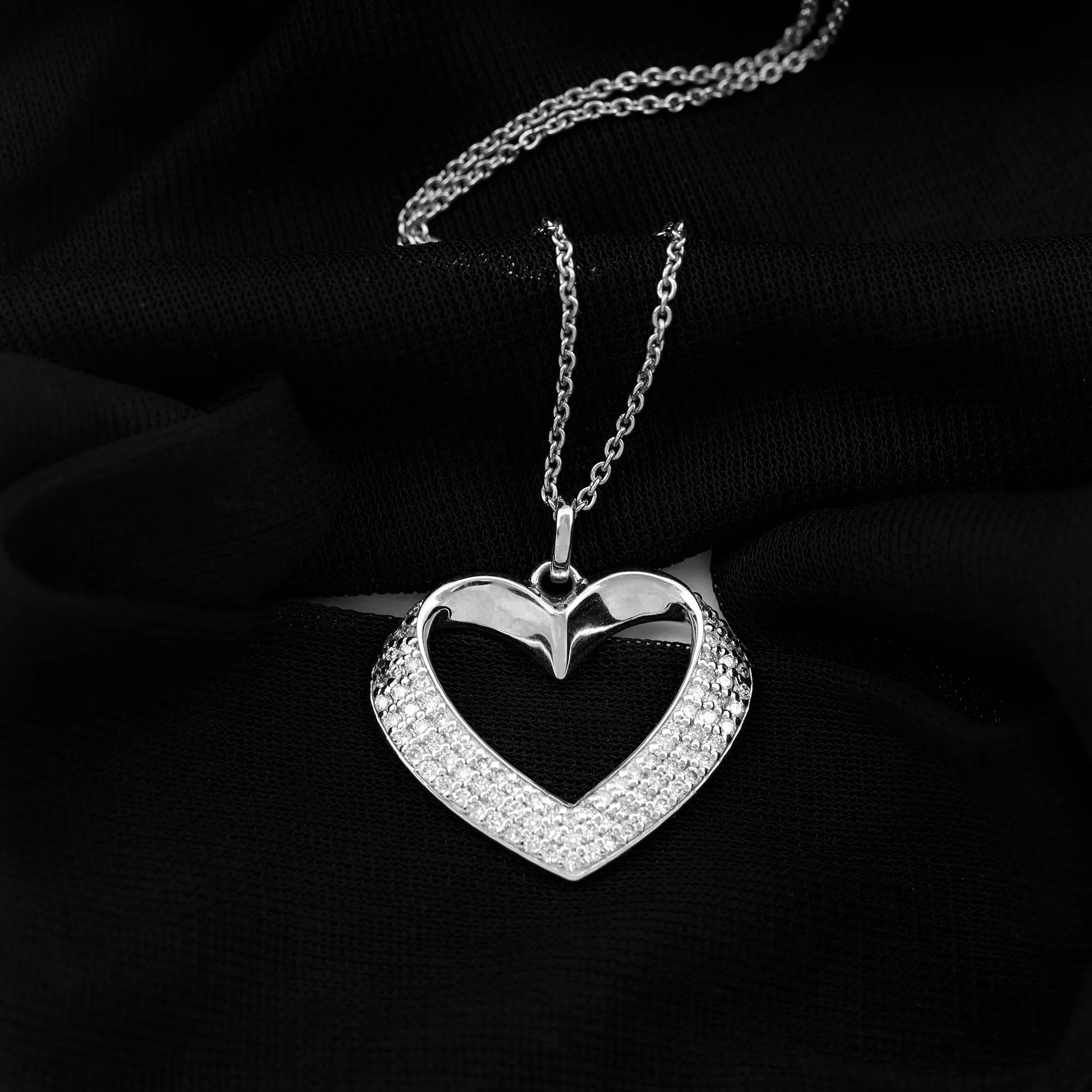 Moissanite Open Heart Bridal Pendant Necklace