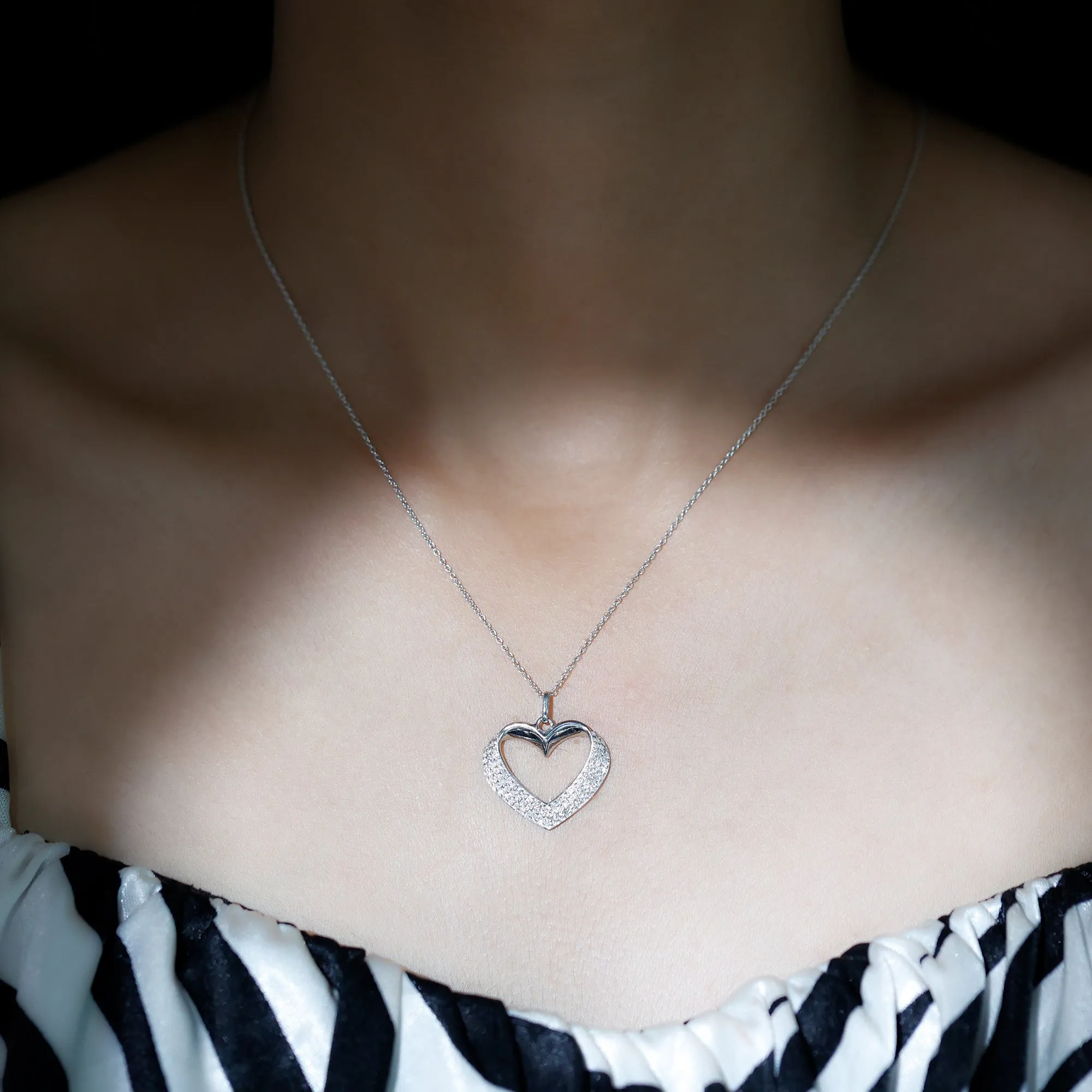 Moissanite Open Heart Bridal Pendant Necklace