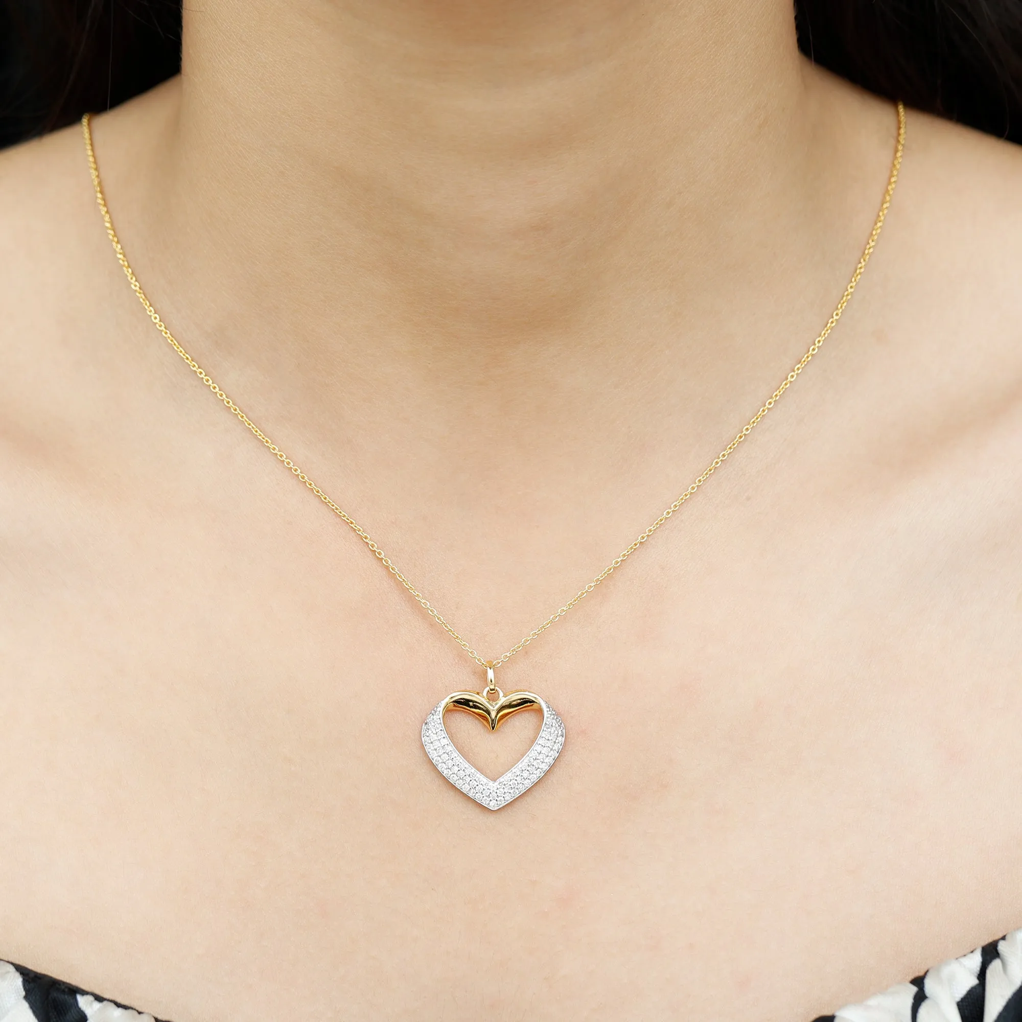 Moissanite Open Heart Bridal Pendant Necklace