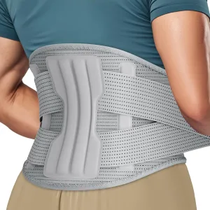 NEENCA Professional Back Brace for Herniated Disc, Lower Back Pain Relief, Lumbar Strain | Adjustable Lumbar Support Belt for Men and Women | Ideal for Work, Lifting, Posture Correction, Sciatica, Scoliosis (Gray, Large)