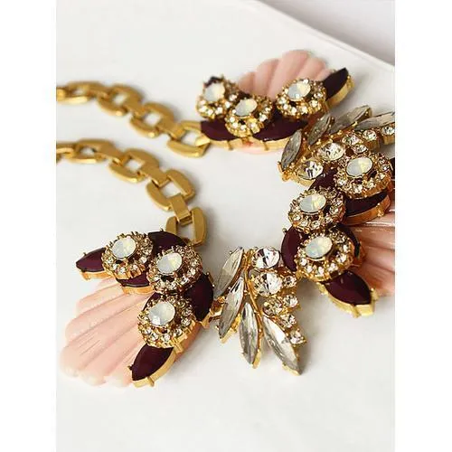 Pink Shell Stone Chain Necklace