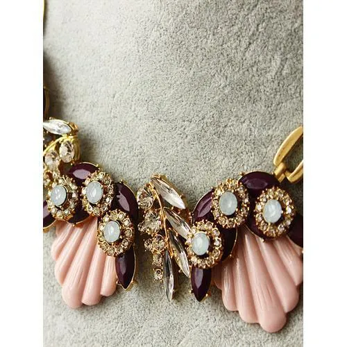 Pink Shell Stone Chain Necklace