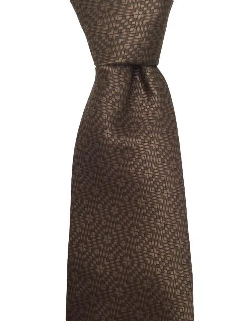 Rich Brown Extra Long Geometric Tie