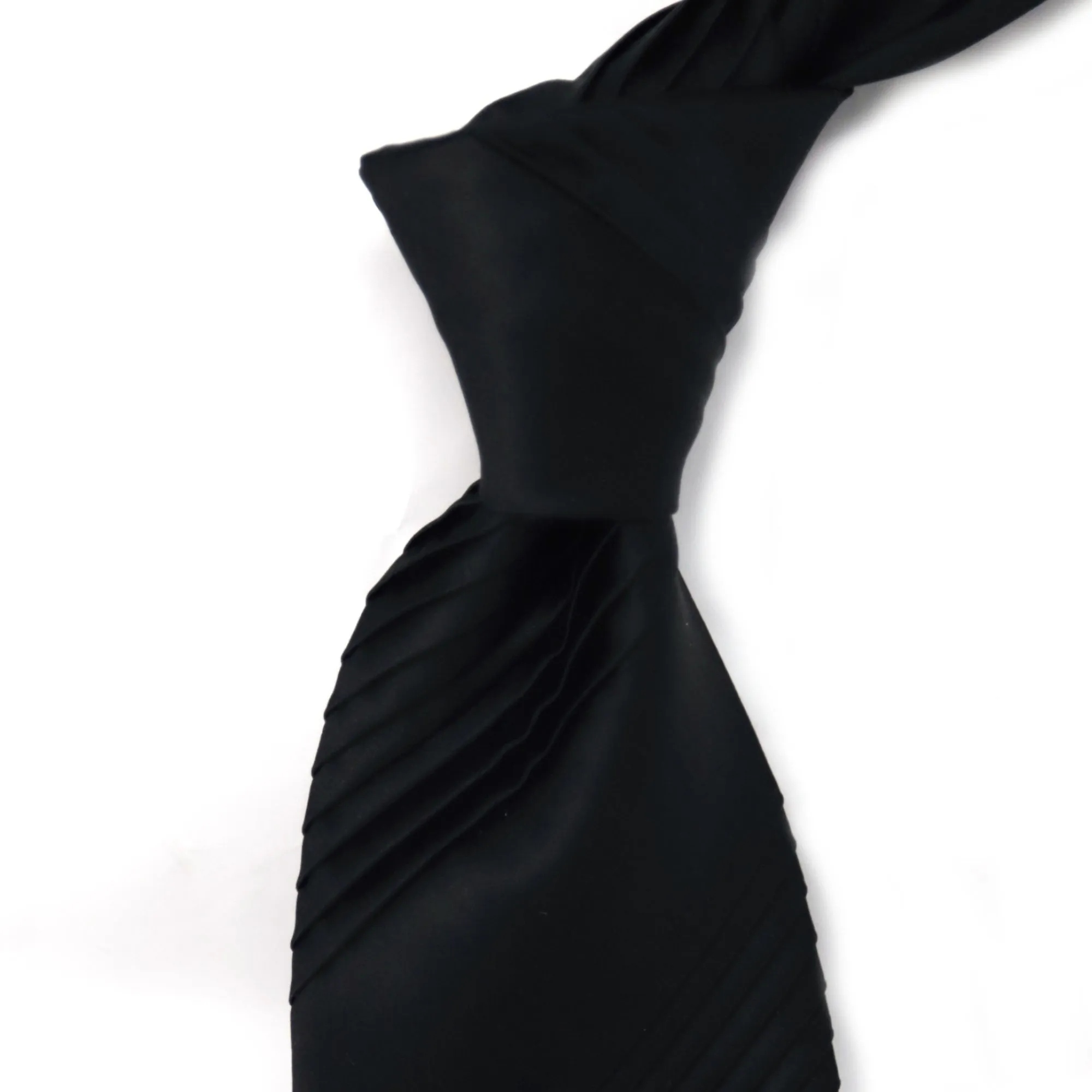 Stefano Cau Black Solid Tie Plissettate