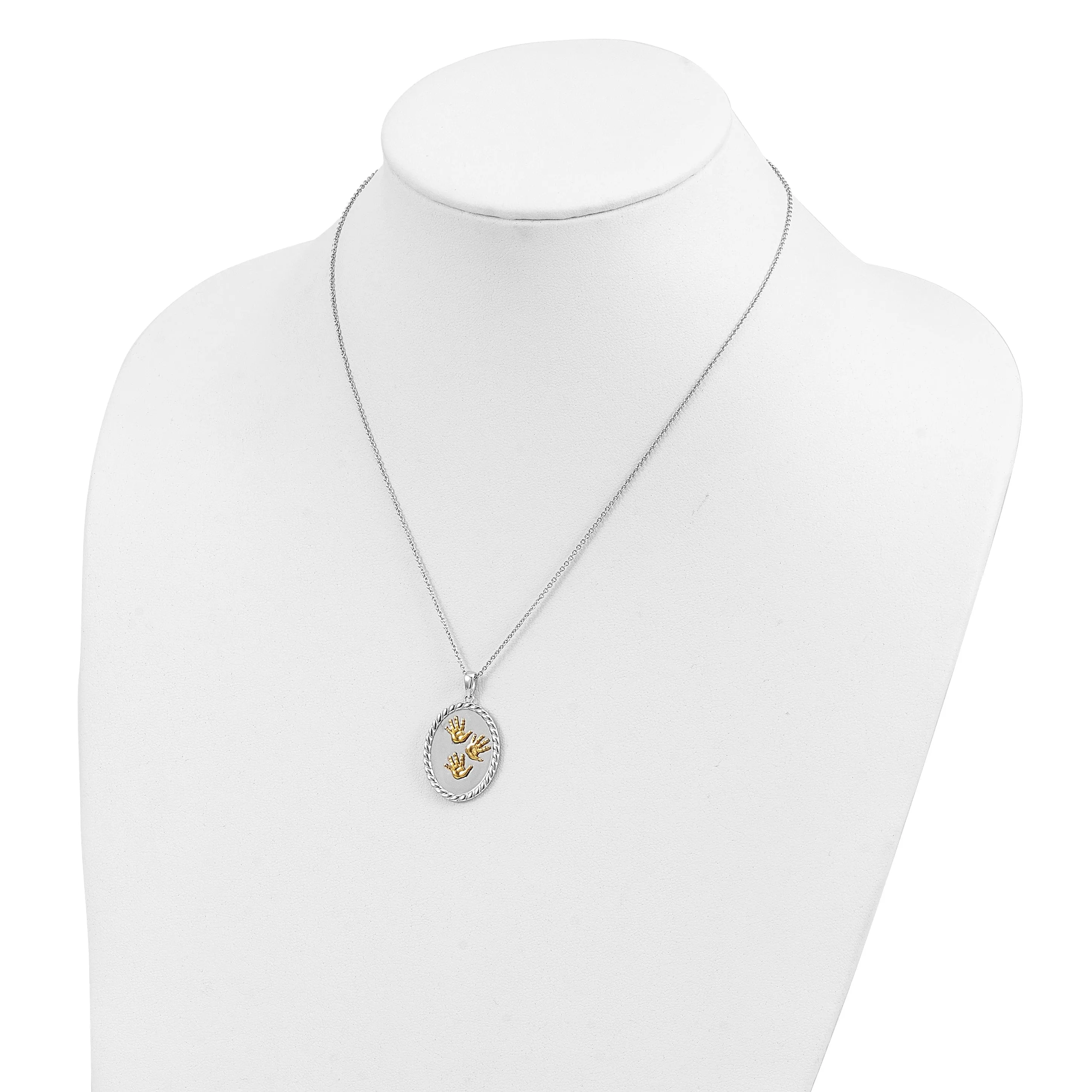 Sterling Silver Hand Prints Necklace