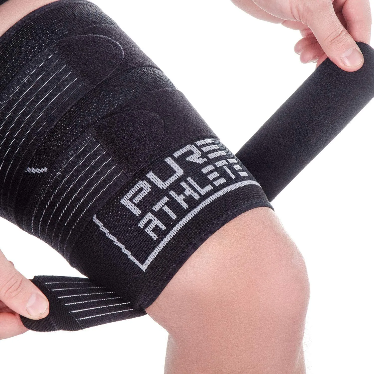 Thigh Compression Sleeve  Adjustable Straps Quad Wrap Support Brace, Hamstring Upper Leg