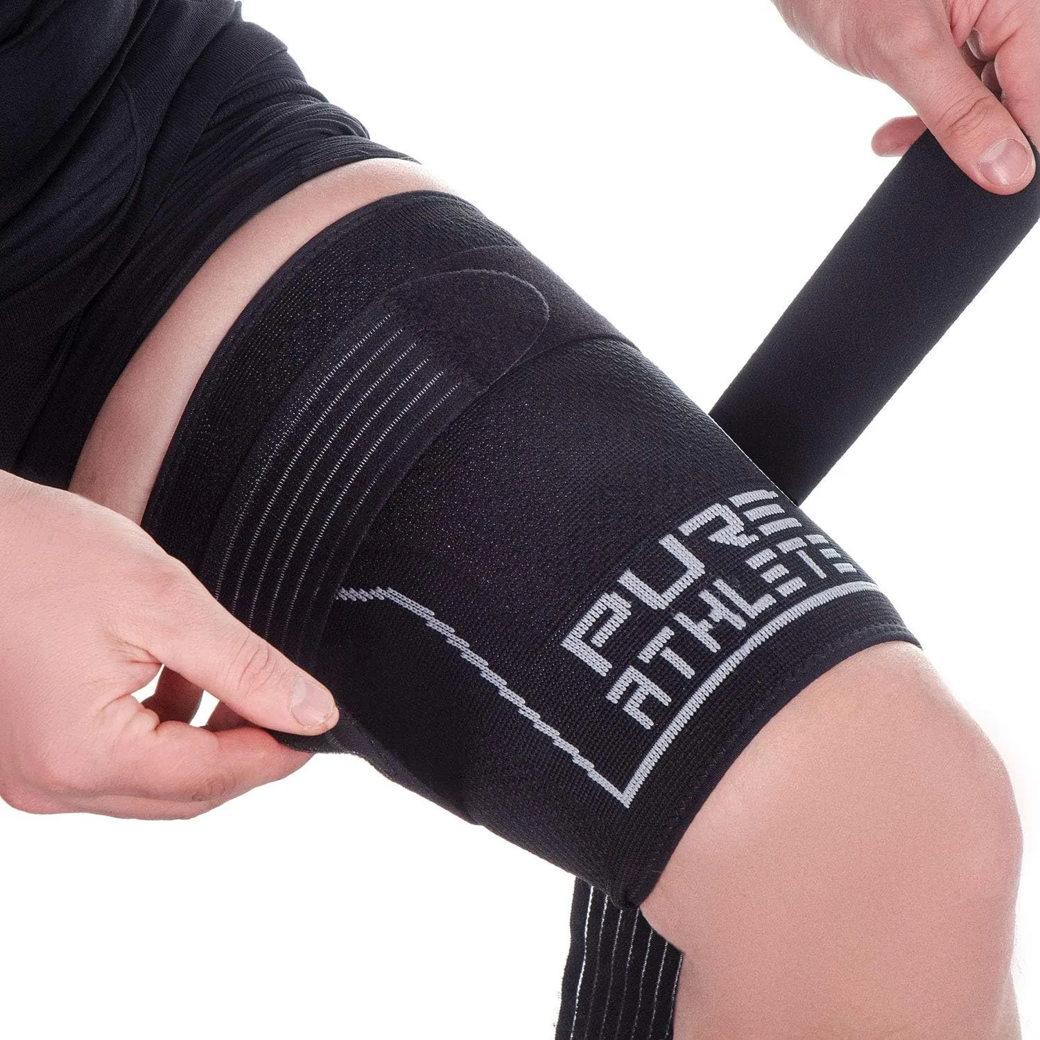 Thigh Compression Sleeve  Adjustable Straps Quad Wrap Support Brace, Hamstring Upper Leg
