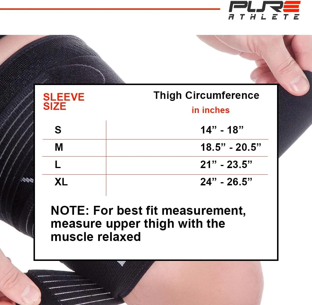 Thigh Compression Sleeve  Adjustable Straps Quad Wrap Support Brace, Hamstring Upper Leg