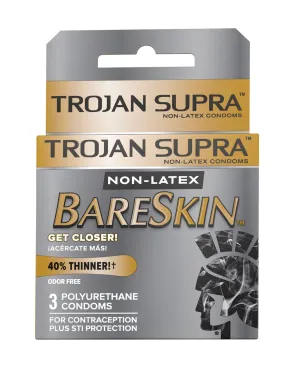 Trojan Supra Ultra-Thin Polyurethane Condoms 3Pk
