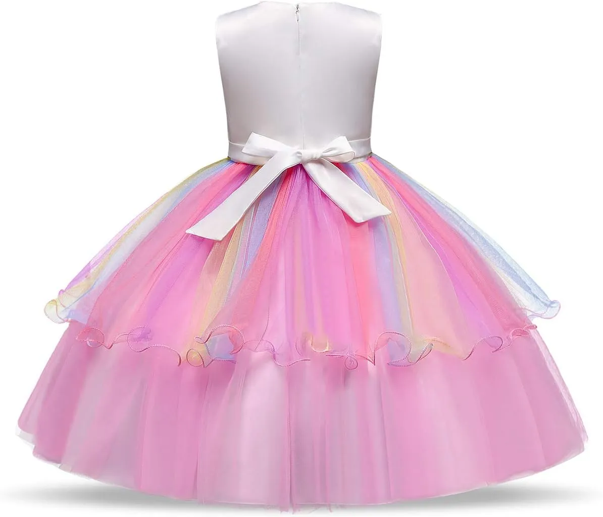 Unicorn Costume, Princess Unicorn Dress Fancy Dress with Necklace, Headband for Kids & Toddlers Birthday