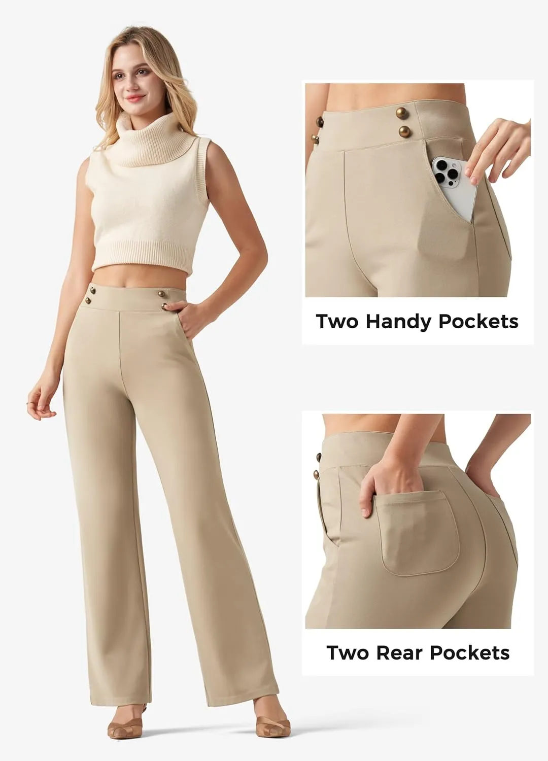 Willit Women's Wide Leg Dress Pants High Waisted Stretch Work Pants Office Business Casual Slacks Pockets Petite/Regular/Tall