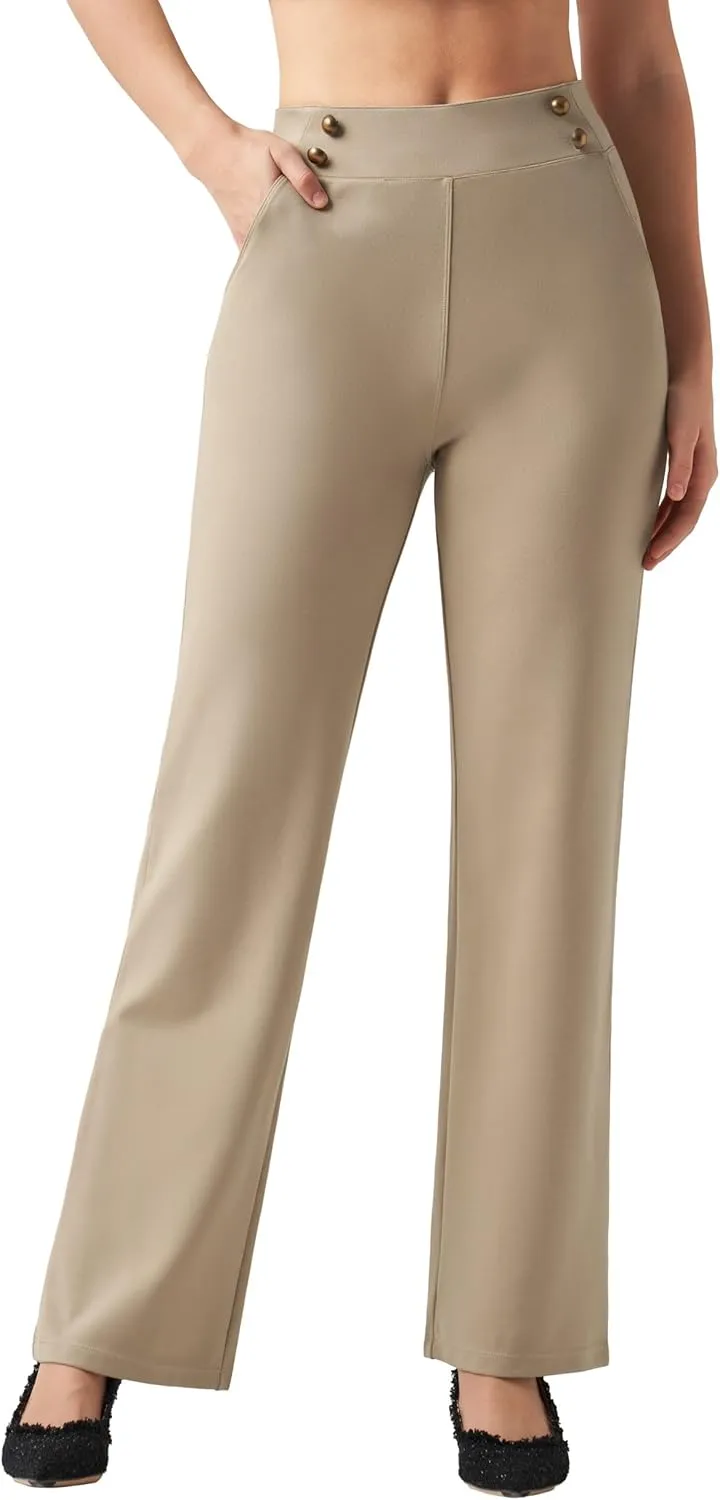 Willit Women's Wide Leg Dress Pants High Waisted Stretch Work Pants Office Business Casual Slacks Pockets Petite/Regular/Tall