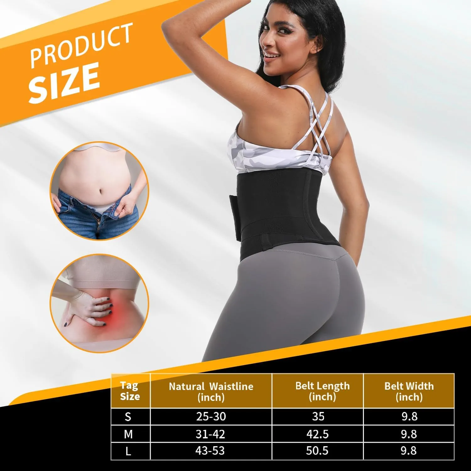 Women's Waist Trainer Corset, Tummy Control Shapewear Belt for Workout, Black