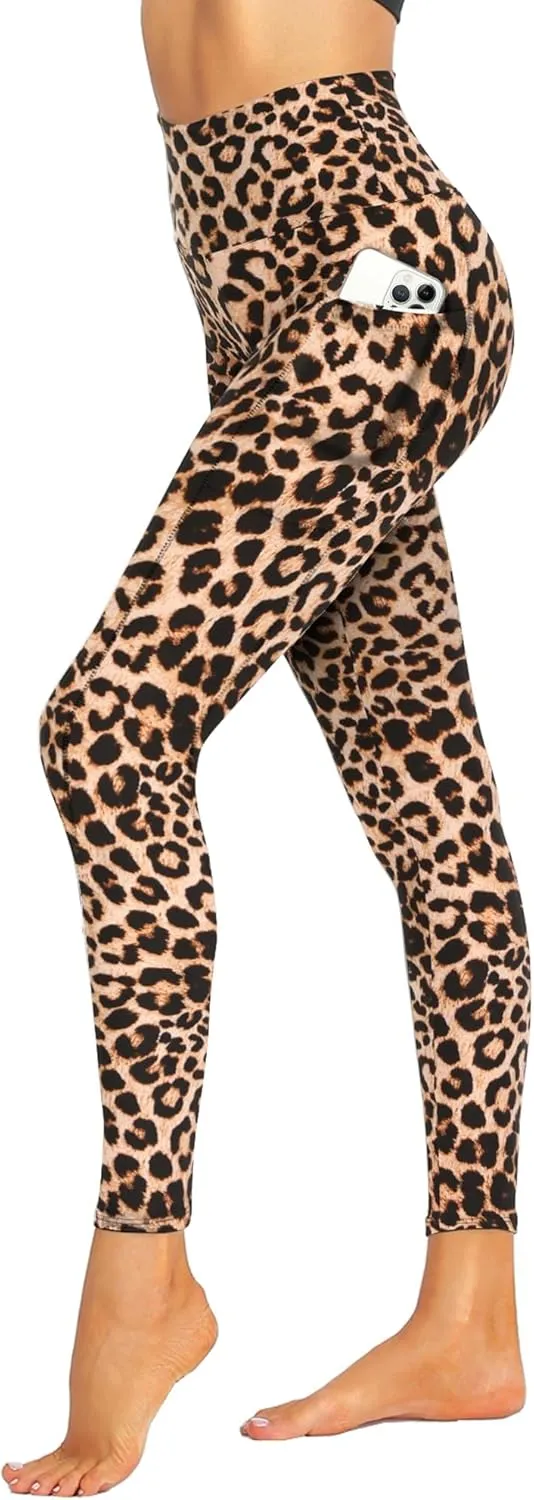 ZOOSIXX High Waisted Leggings for Women - Tummy Control Soft Opaque Printed Pants with Camo, Leopard for Workout Skating