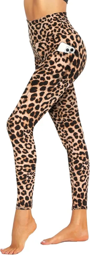 ZOOSIXX High Waisted Leggings for Women - Tummy Control Soft Opaque Printed Pants with Camo, Leopard for Workout Skating