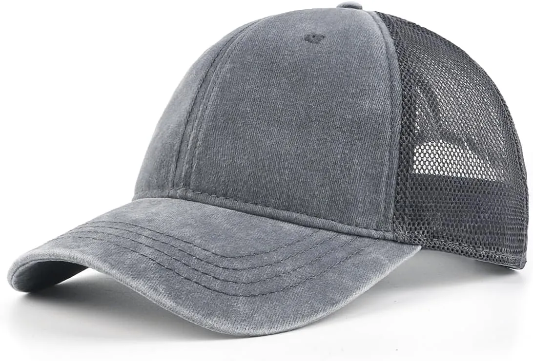 Zylioo XXL Oversize Washed Trucker Cap,Adjustable Mesh Trucker Hats,Soft Crown Running Hat for Big Heads