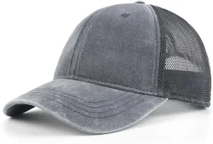 Zylioo XXL Oversize Washed Trucker Cap,Adjustable Mesh Trucker Hats,Soft Crown Running Hat for Big Heads