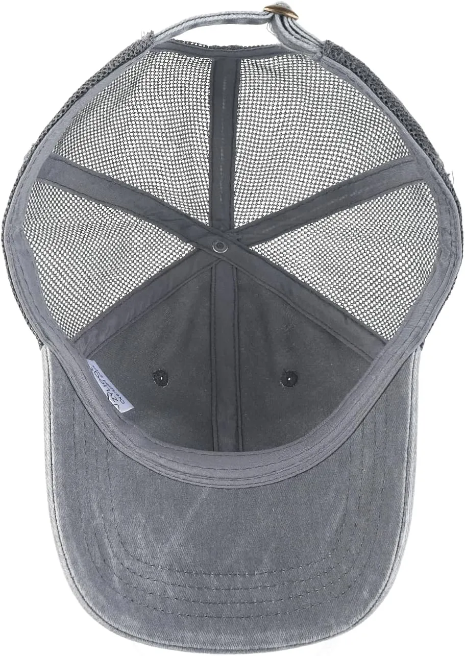 Zylioo XXL Oversize Washed Trucker Cap,Adjustable Mesh Trucker Hats,Soft Crown Running Hat for Big Heads